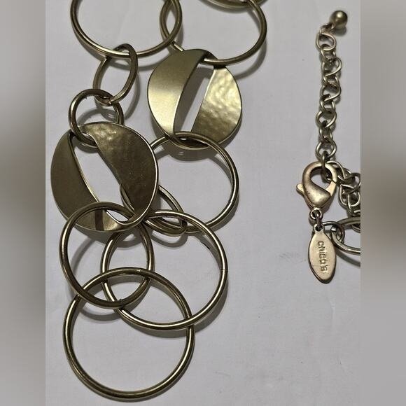 Chico's Hammered Gold Circle Long Necklace - Picture 3 of 4